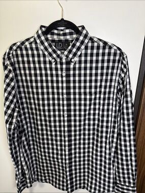 Black & White Check Button-Down Shirt - Men's Large